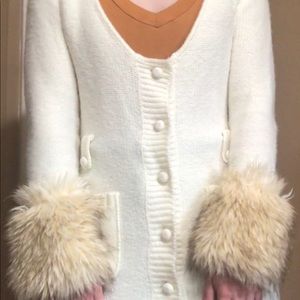 Cream knee length sweater duster